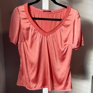 Elie Tahari Silk Blouse, Coral, Size S
